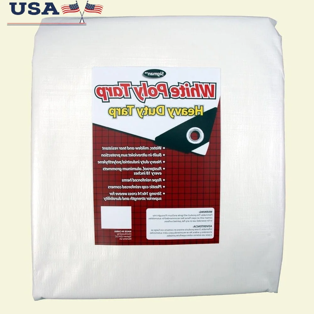 

Heavy Duty 16x20 Tarp Waterproof UV Resistant Reinforced Polyethylene Grommets Mildew Resistant Outdoor Covering All Weather Use