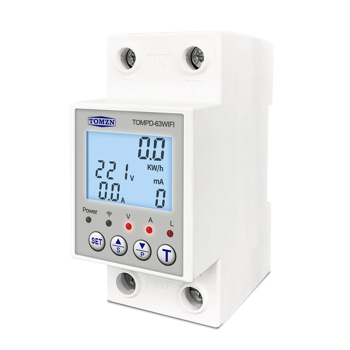 TOMPD-63 Interruttore WFI 63A smartlife TUYA Interruttore automatico Contatore di energia Temporizzatore di misurazione con corrente di tensione e