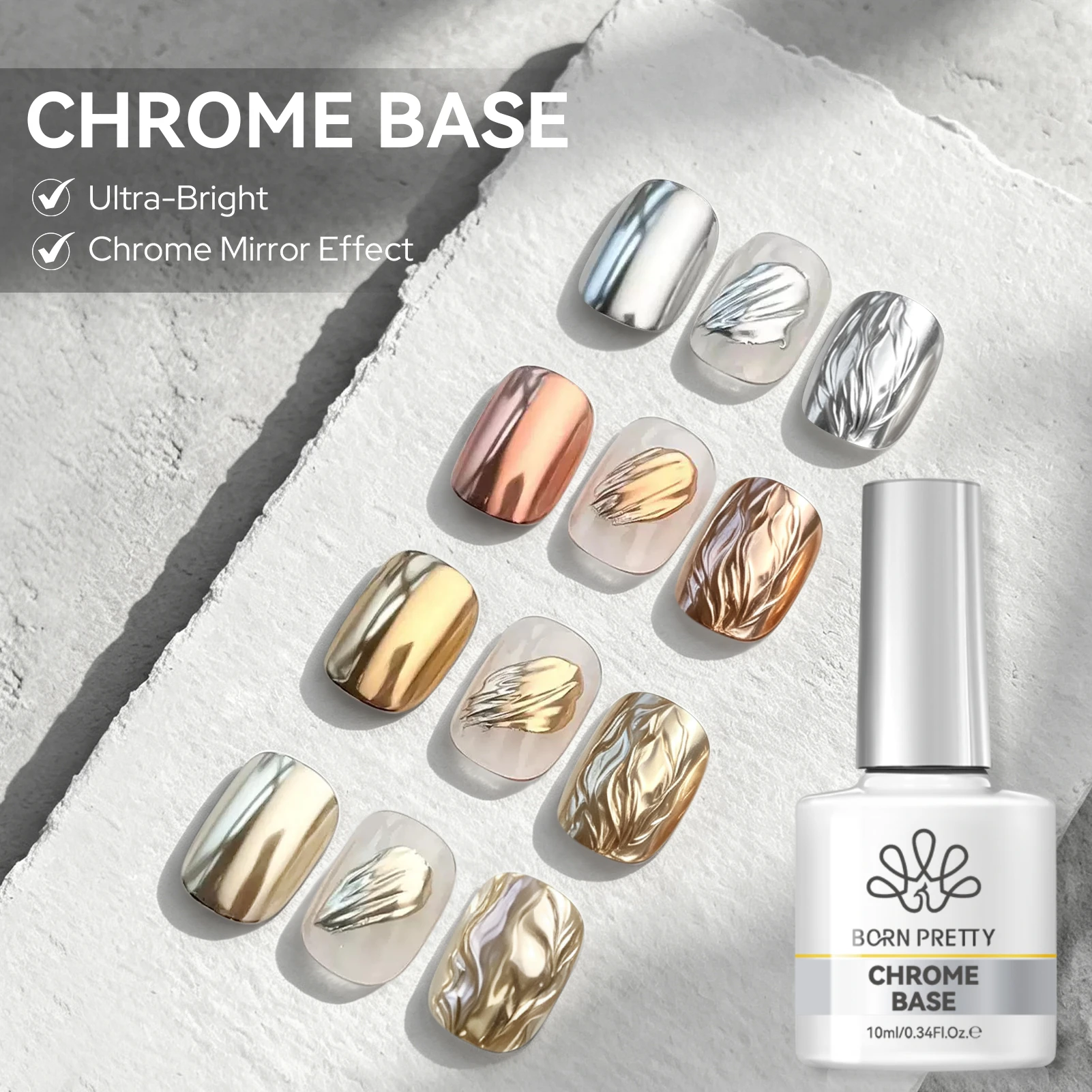 Nail Art Chrome - BORN PRETTY Chrome Base Gel For