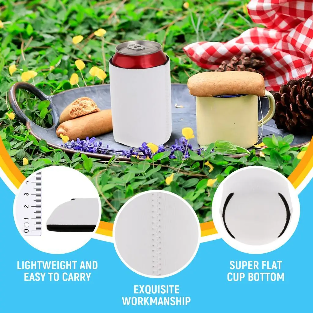 10x Blank Beer Can Cooler Sleeves Soft Insulated Neoprene Reusable Blank Can Cooler Sleeves for Events Htv Vinyl Projects Beach