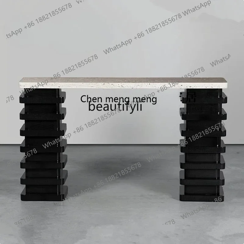 New arrive Modern minimalist high-end living room solid wood entrance table long case Italian light luxury marble entrance table