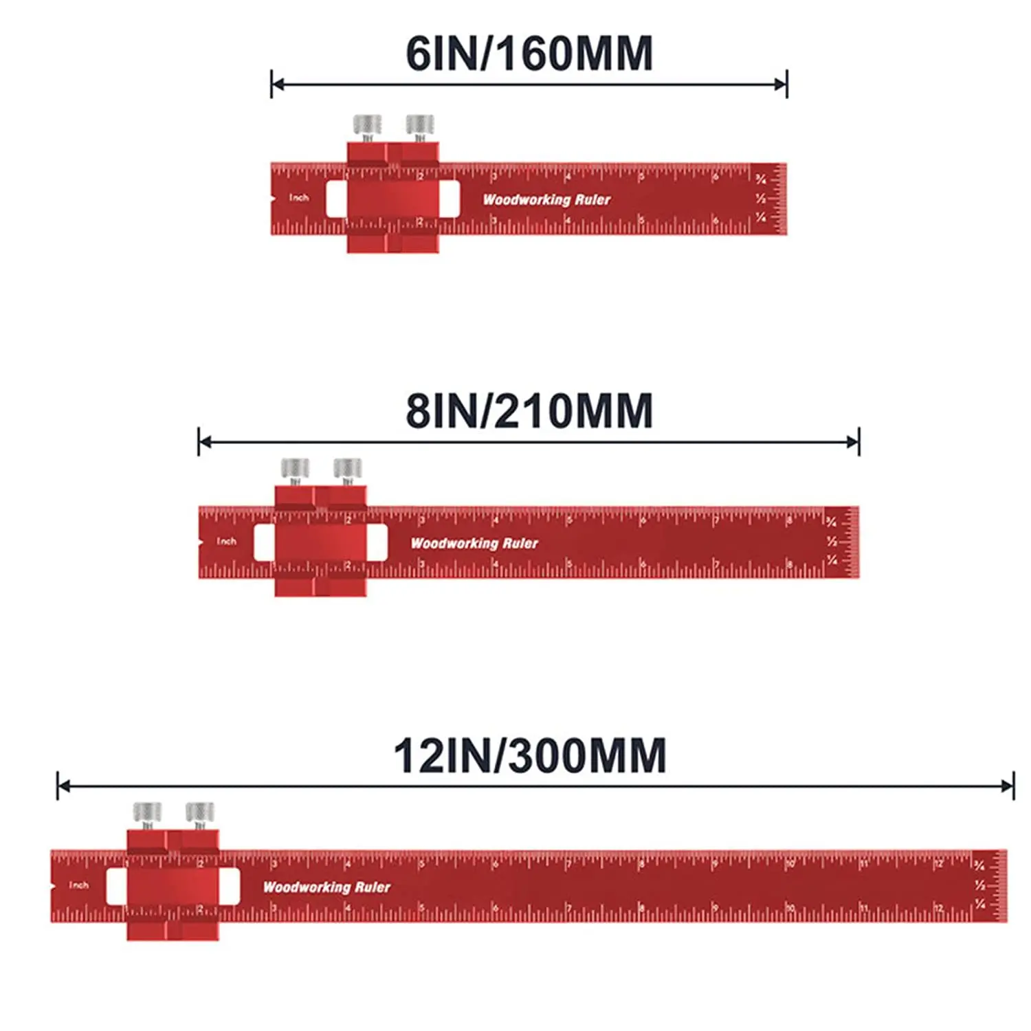 Woodworking Tools Ruler Scriber Positioning Scribing Gauge Ruler Measuring Tool with Metric and Imperial Scales for Carpenter