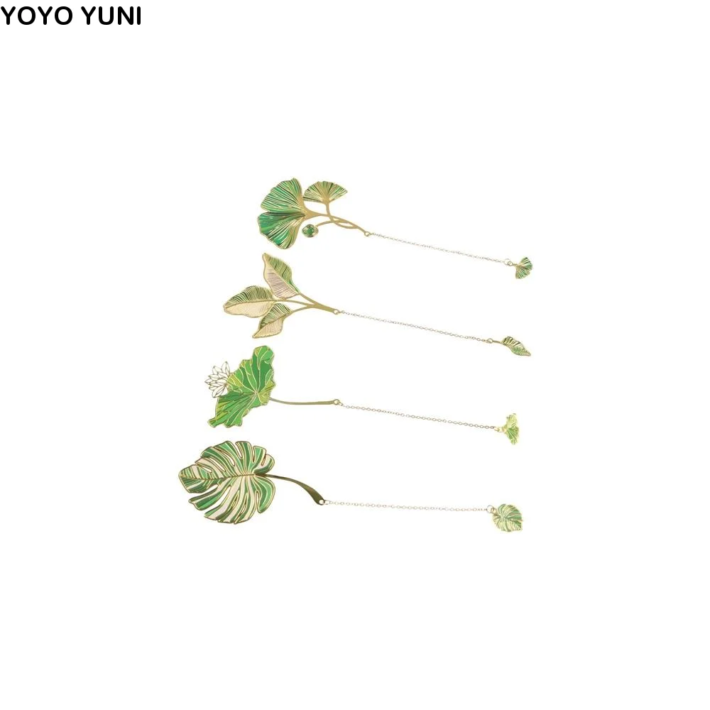 Lotus Leaf Lotus Leaf Vein Metal Bookmark Metal Flower Chinese Style Bookmark Green Brass Green Leaf Bookmark Stationery