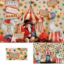 Circus Admit One Backdrops Kids Baby Photography Props Child Adult Photocall Decors Elephant Photo Background