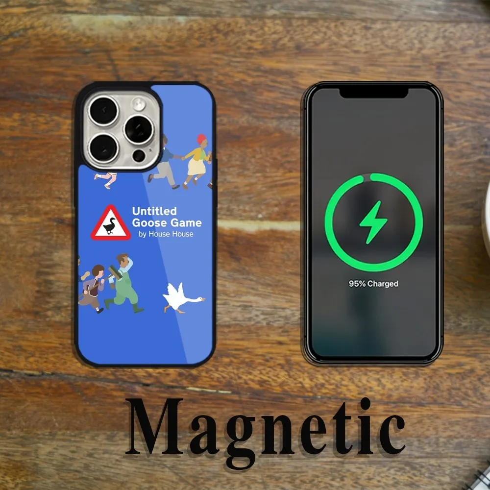 U-Untitled-Goose Game Phone Case Magsafe Magnetic For iPhone 11 12 13 14 15 Pro Max Plus Wireless Charging