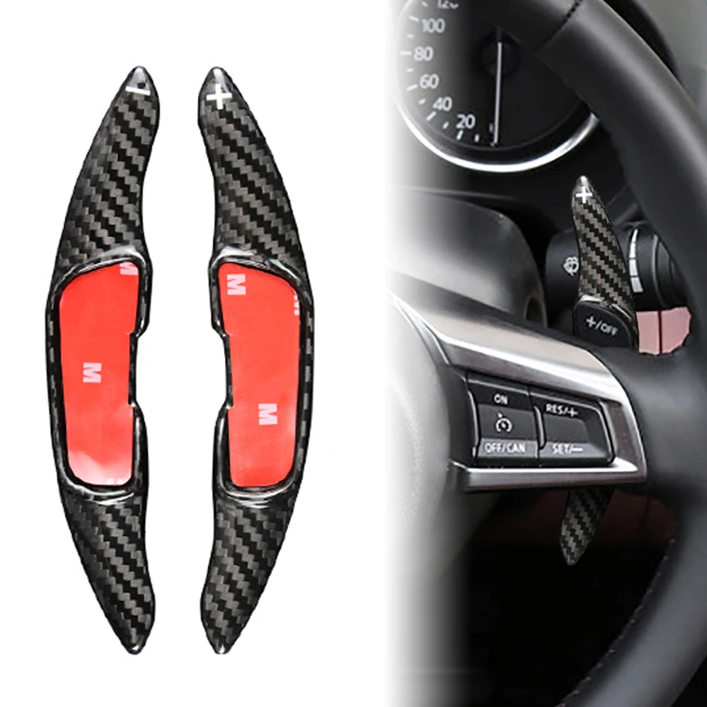 2Pcs Carbon Fiber Car Steering Wheel Shifter Extension Shift Paddle For Mazda 3 BM BN Mazda6 GJ GL 2014 2015 2016 2017 CX3 CX5