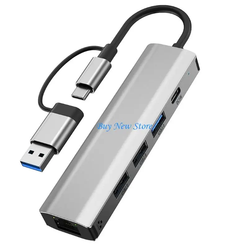 

20ce Легкий тип C до RJ45 USB3.0 USB2.0 100 Мбит/с/1000 Мбит/с Adhernet Adapter Hub