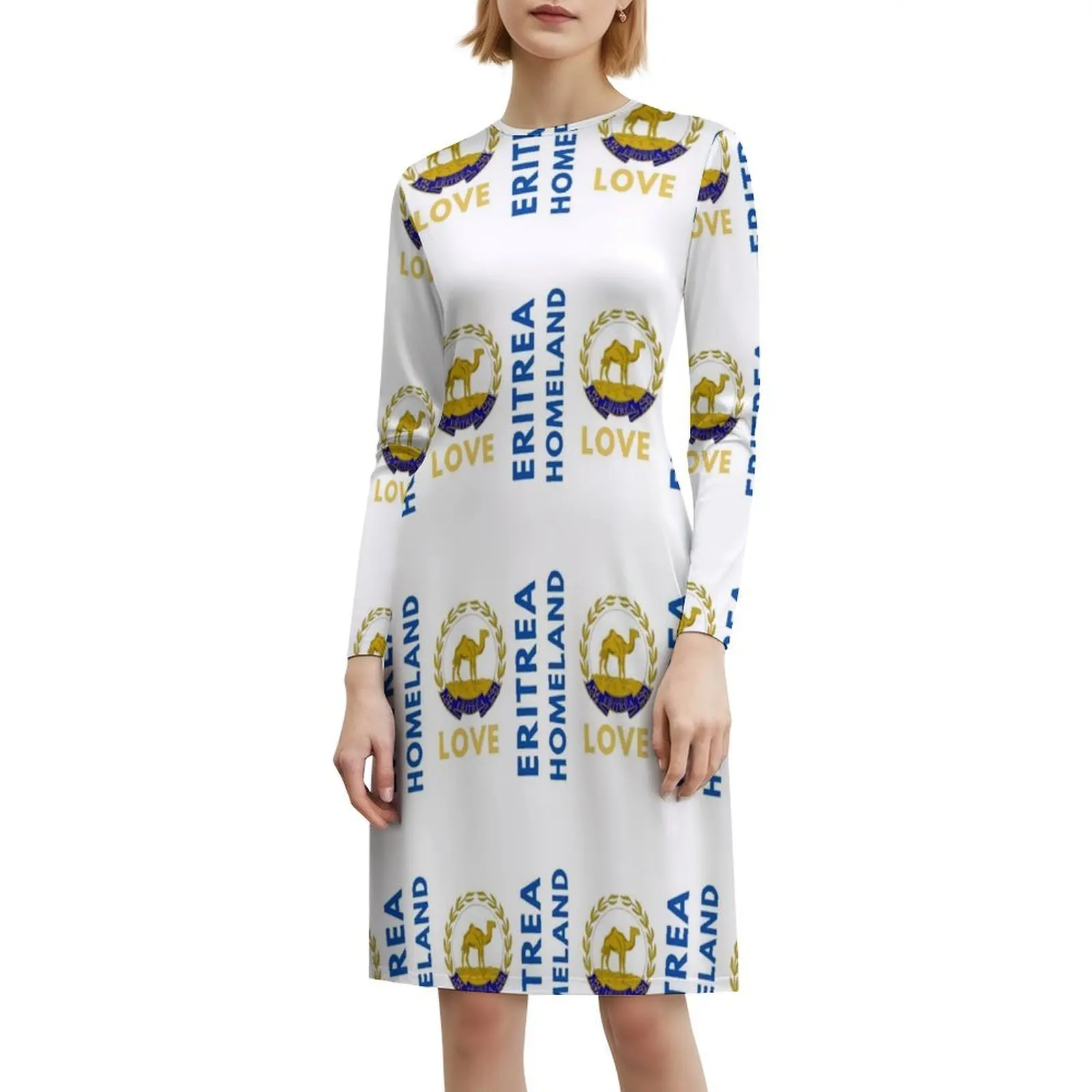 إريتريا فستان بفتحة عنق على شكل قلب فستان أنيق للحفلات الصيفية للنساء إريتريا أفريقيا إريتريا العلم فستان نسائي