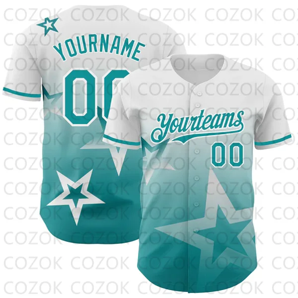 Camiseta de béisbol personalizada para hombre y mujer, camisa con estampado 3D de estrella marrón, camisetas de equipo, Tops Unisex de Hip Hop