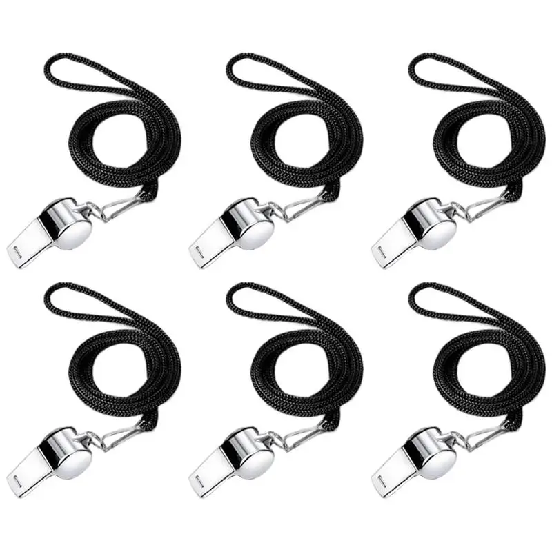 

Whistle With Lanyard Metal Basketball Soccer Whistle Loud Clear Sound Recess Whistle For Teachers 6PCS Rope Whistle Set For