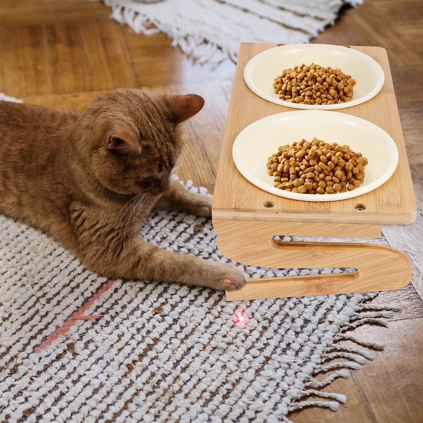 

Набор из 2-х приподнятых керамических мисок для кошек 2-в-1 с наклонным дизайном и внутренним бортиком, нескользящие, для кормления кошек и котят, многоразовые, для домашнего использования