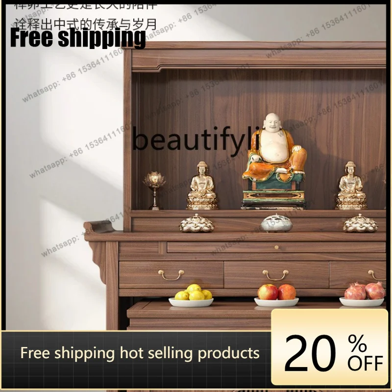 Factory DirectNew Chinese-style solid wood three-layer table Tibetan-style incense table Buddhist niche cabinet