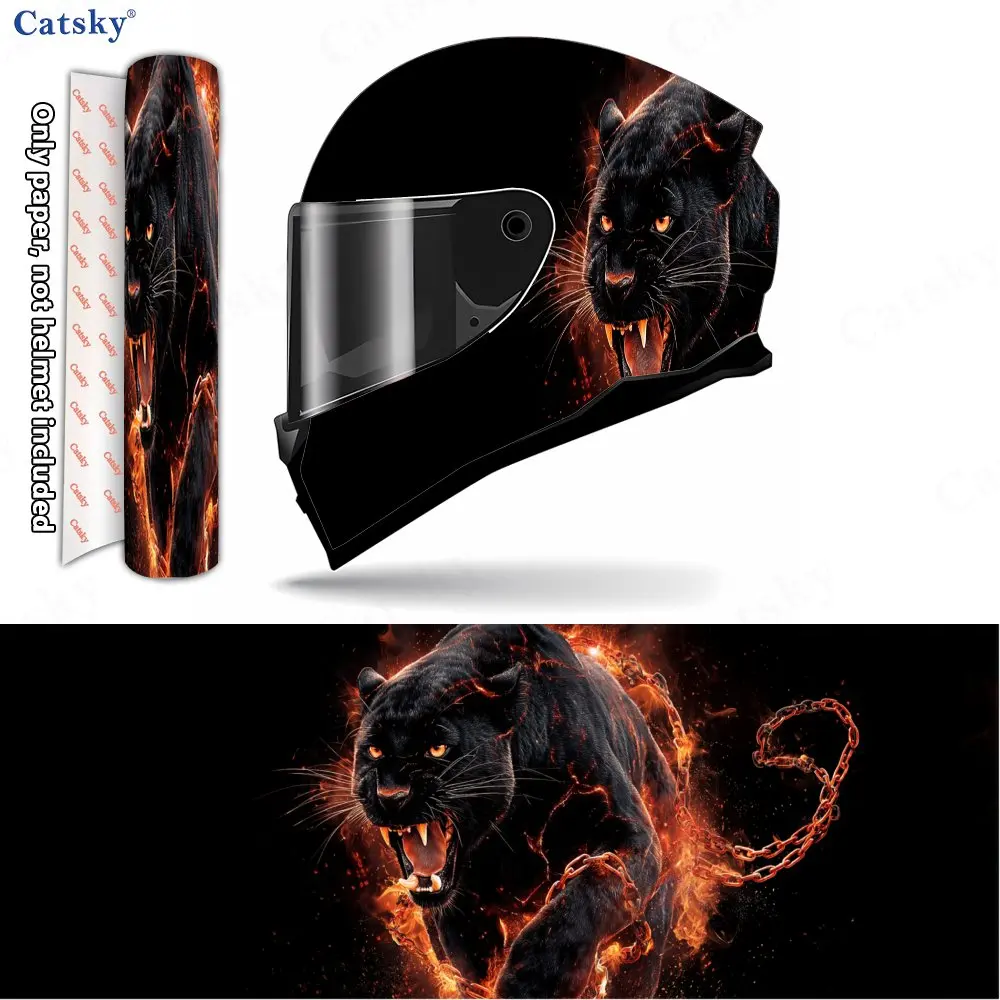 Envolturas de vinilo para casco Panther de dominio de fuego, calcomanías para casco integral impermeables y resistentes a los arañazos, protección duradera de decoración de PVC