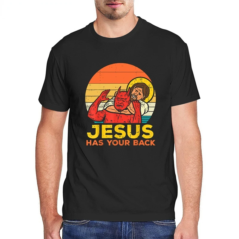 Jesus Not Today Satan Men\'s Novelty T-Shirt Funny Summer Streetwear Unisex Jiu Jitsu Soft Tops Korea Style Hipster Loose Tees