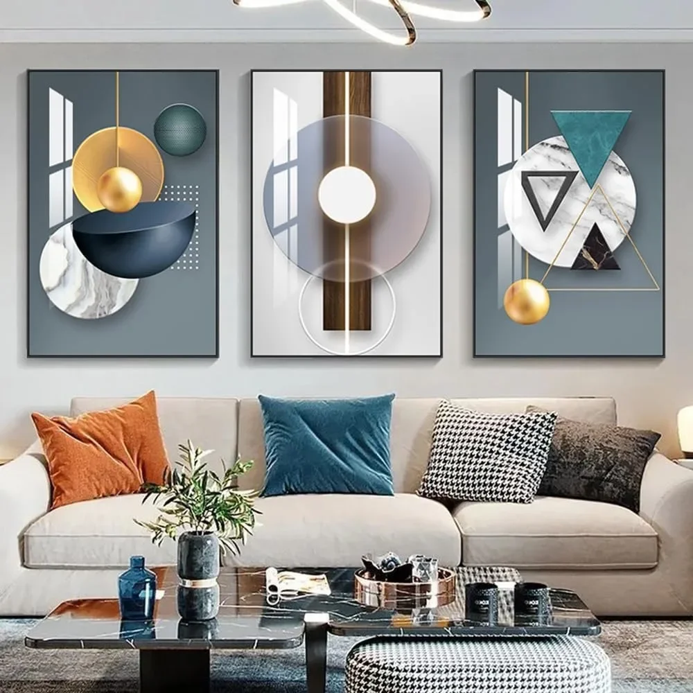 Abstract Geometry Framed Art Shape Pattern Paintings, Home Decor Accessories, Modern Wall Decoration, Things to the Room