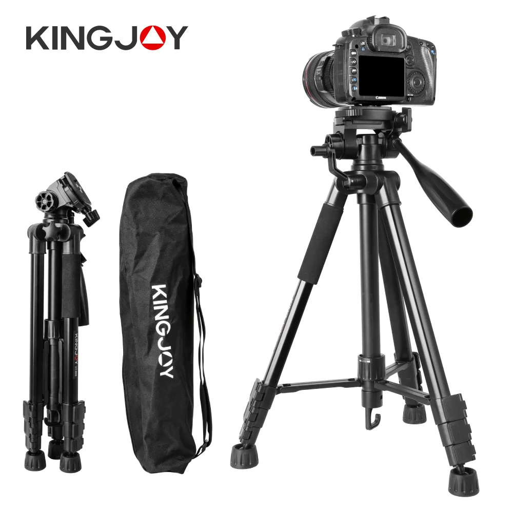 

KINGJOY DSLR Tripod Professional Aluminium Camera Stand Travel Portable Video Phone and Projector Holder with Pan Head VT-860