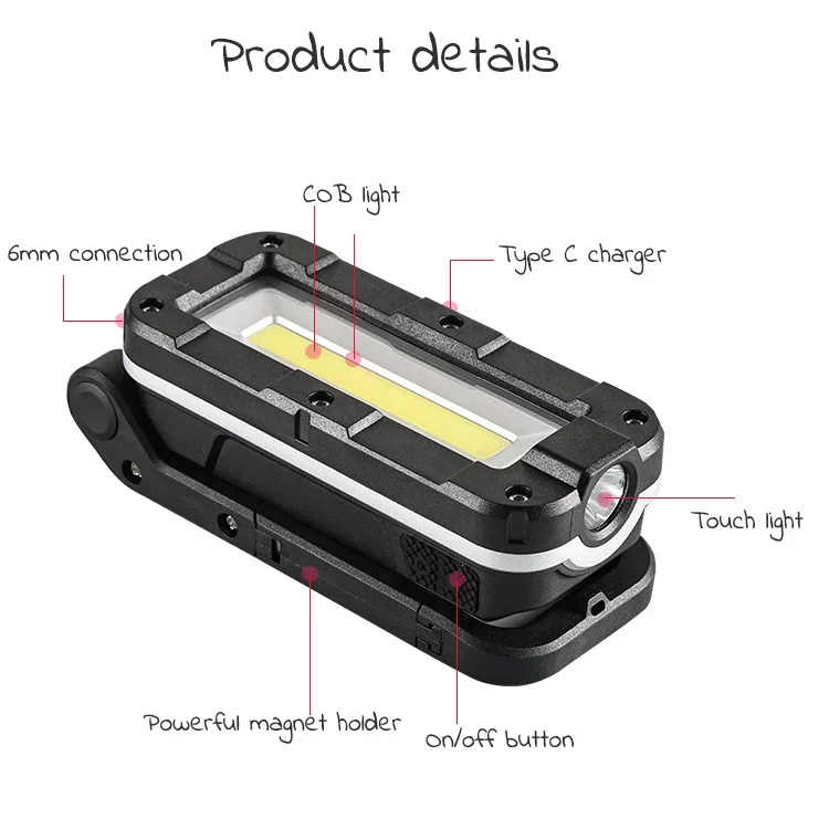 Adjustable Alarm Sensor Light Multifunctional Light Emitting Diode Fishing Light Magnet Design Waterproof