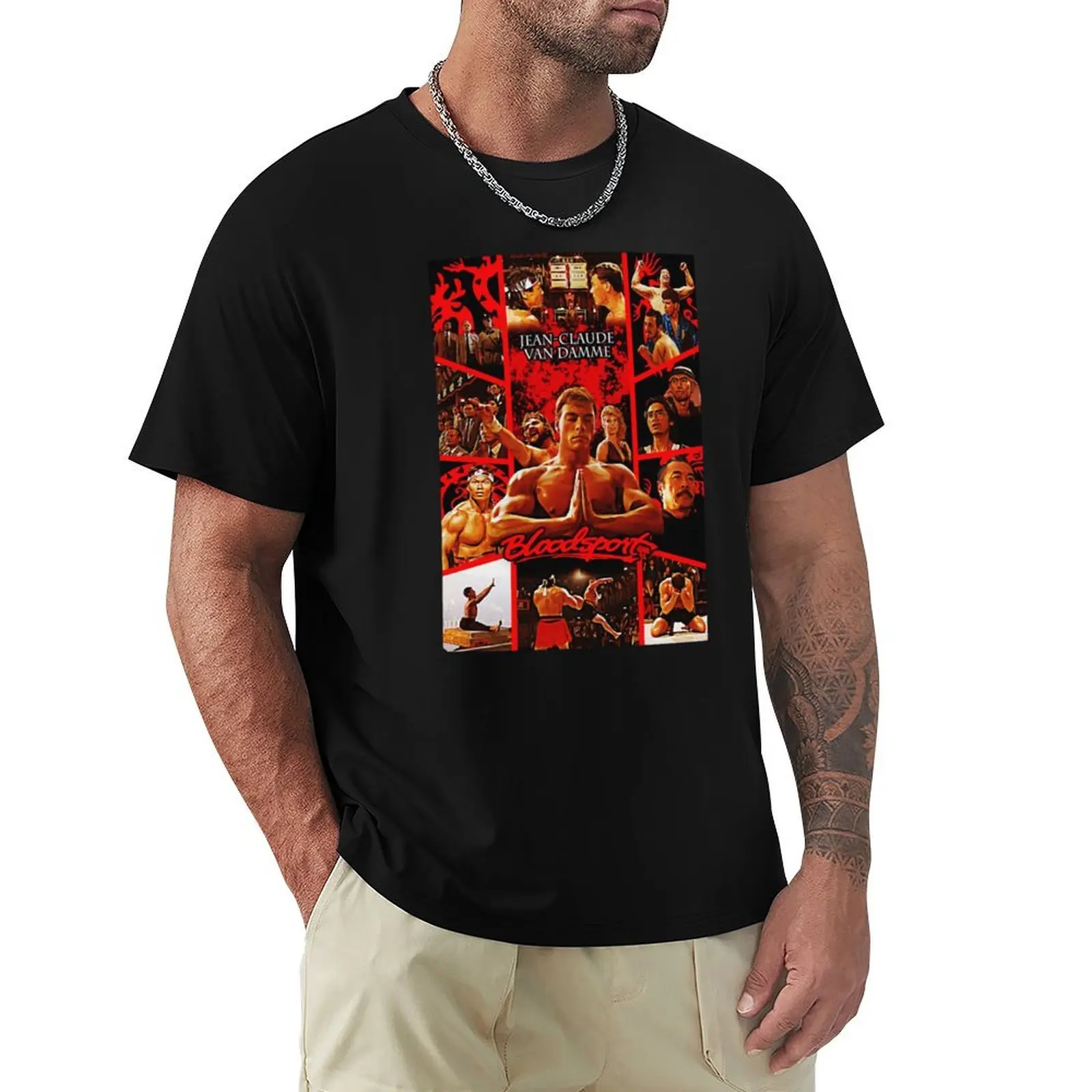 

BLOODSPORT alternative movie T-Shirt cotton graphic tees summer 2025 boys animal print blue lock tee shirts for men