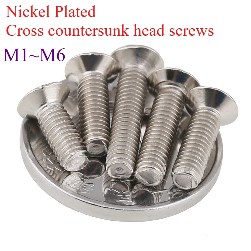 M1 M1.2M2  M3 M4 Carbon Steel Nickel Plated Phillips Flat Countersunk Head Screws for Micro Repair Repair Laptop Cell Phone Toys