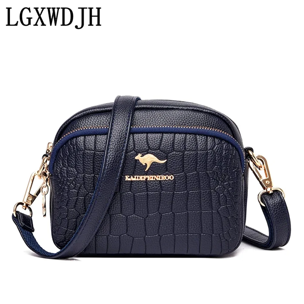 Women's crocodile stitching European and American Oval shoulder bag  Textured hardware Fashion Square crossbody bags for women