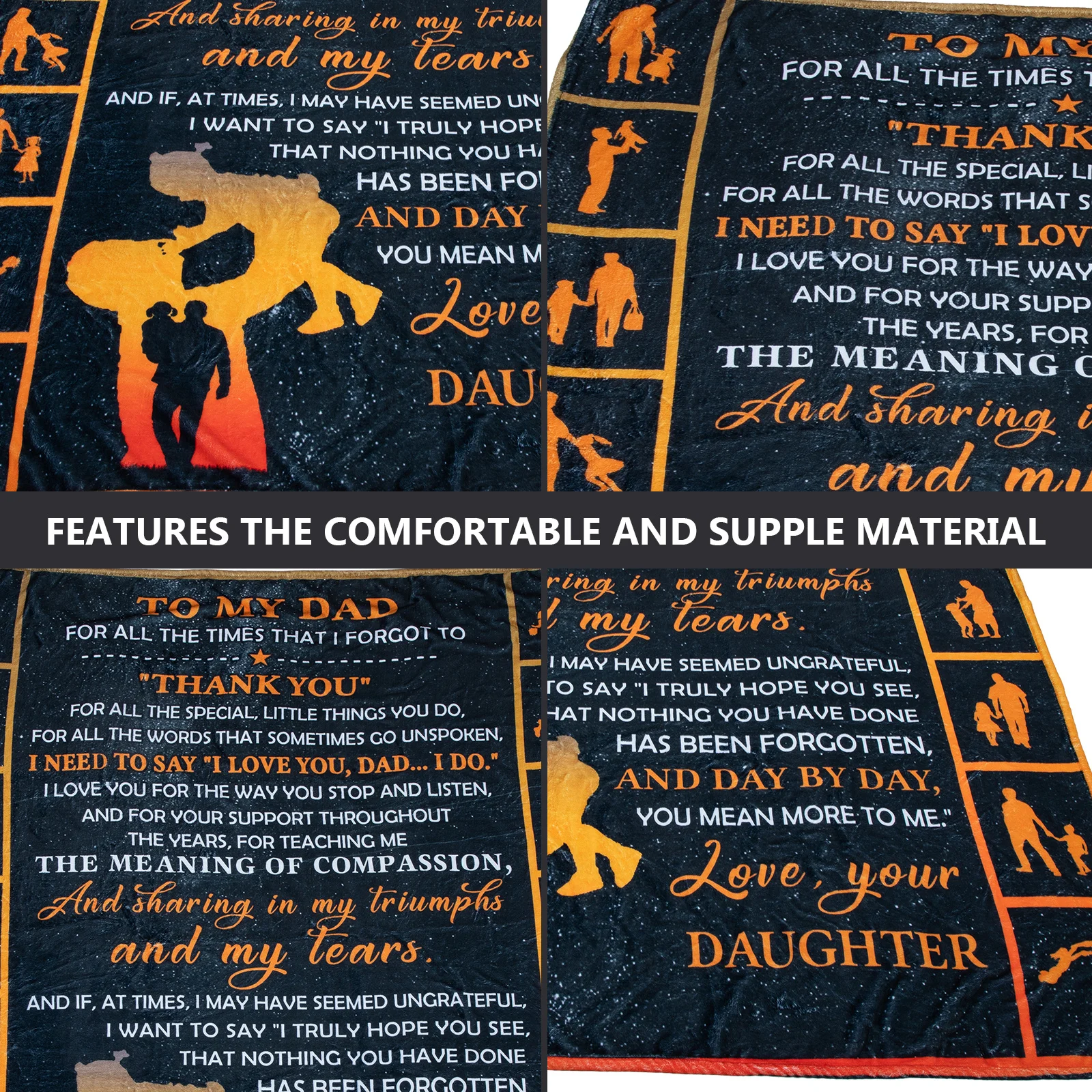 

Flannel Throw Blanket Soft Premium Material Father's Day Pattern Sofa Bed Airplane Picnic Multi-Scenario Blanket