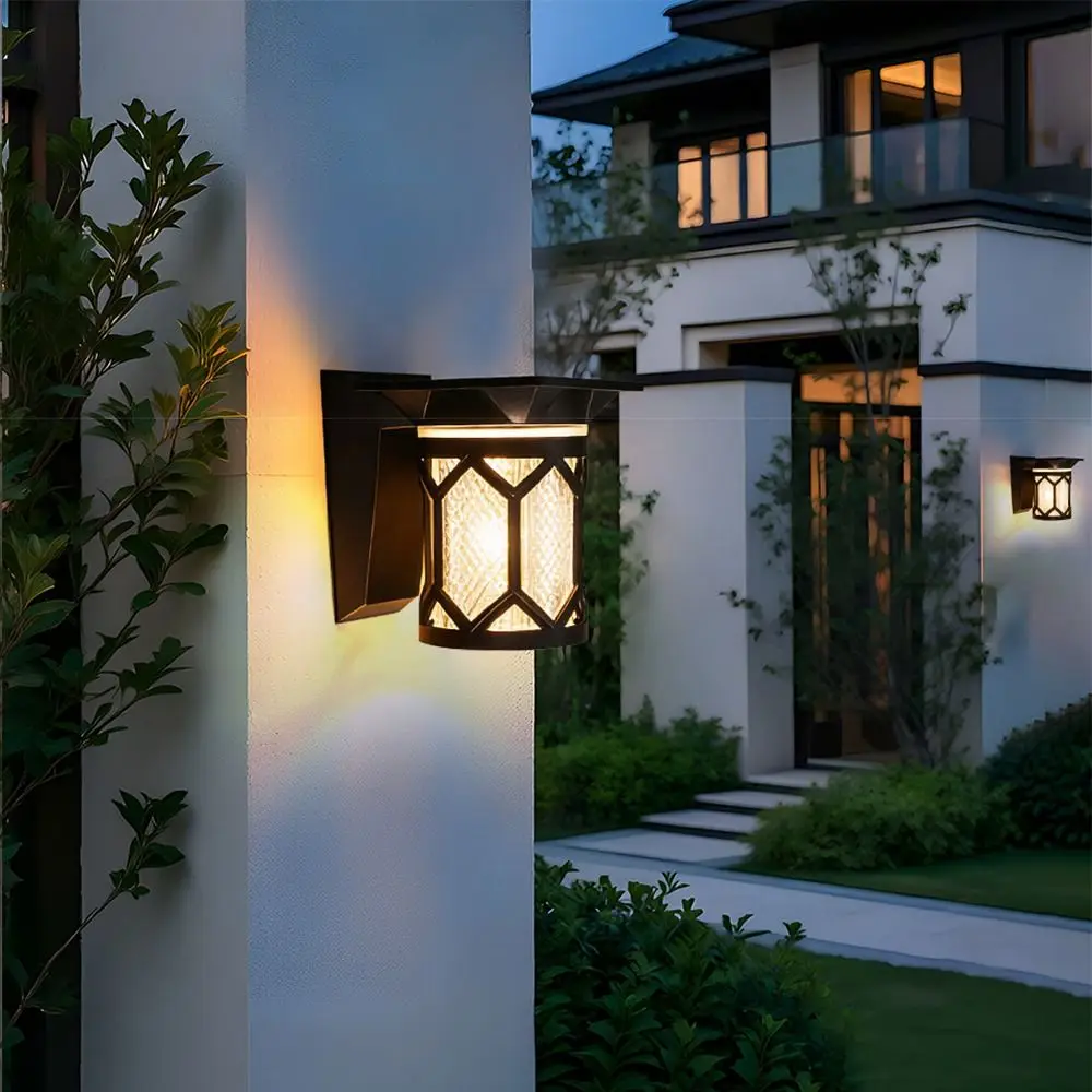 IP54 Rating Solar Wall Lights 3 Color Lights Waterproof LED Solar Lamp Light Sensor Round/Square Intelligent Wall Sconce Porch