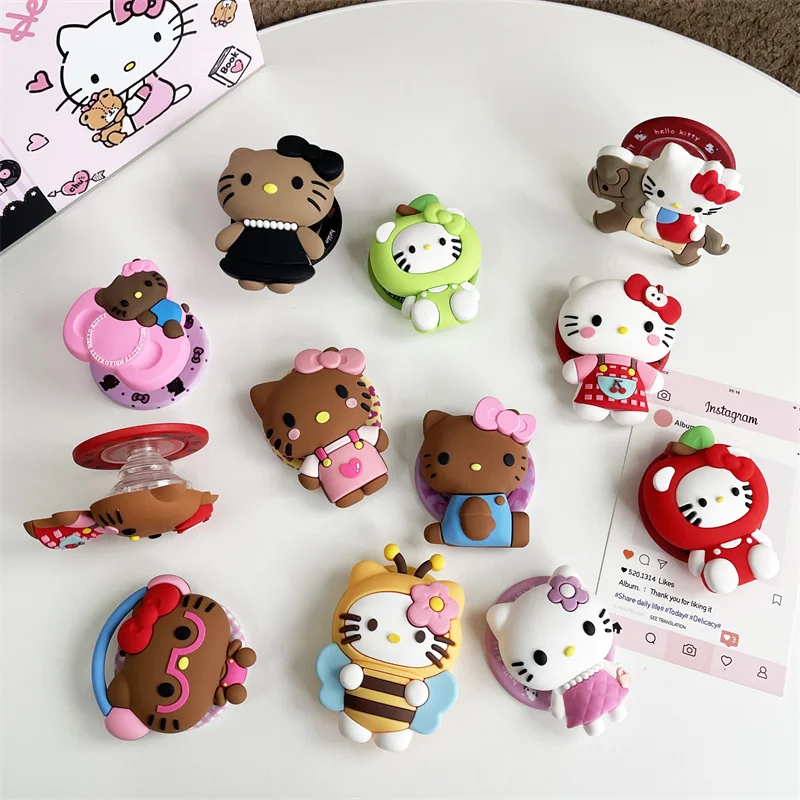 Für Magsafe Magnetischer Handygriff, Ständer, Niedlicher 3D-Cartoon Hello Kitty für iPhone, Faltbarer Halter mit Drahtlosem Laden, Stereoskopischer Halter – Detail 2