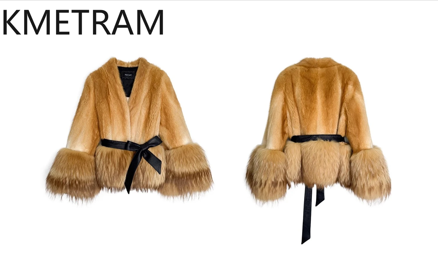 KMETRAM Giacca di Pelliccia di Visone Naturale Donna Vintage Dorato Scollo a V Cappotto di Pelliccia Reale 2025 Nuovi Cappotti Invernali Abbigliamento Donna шуба жleticud