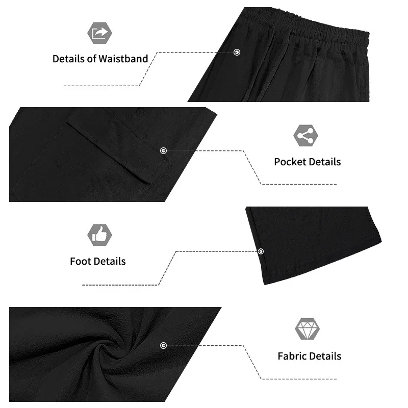 Europäische und amerikanische Sommer-Shorts aus Leinen für Herren, lässig, Outdoor, Arbeitskleidung, Pendler, Sport, Multi-Pocket, 7/8-Länge – Detail 18