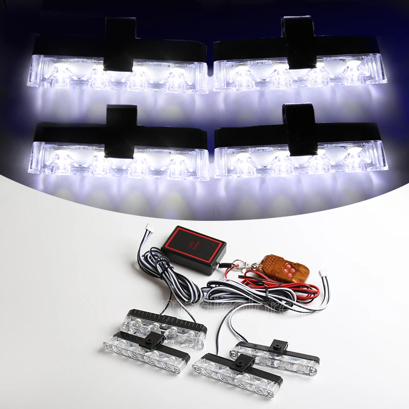 Grille voiture lumière LED stroboscopique rouge bleu d'urgence télécommande sans fil Signal Flash po