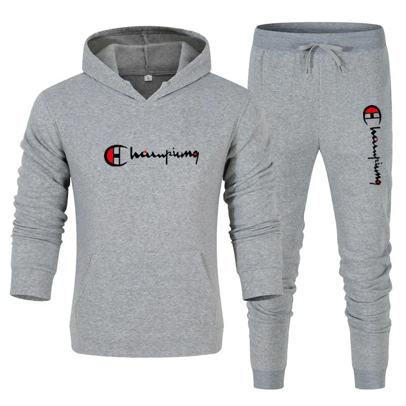 Ensemble sweat à capuche et pantalon de survêtement pour hommes, survêtement de sport, jogging décontracté imbibé, streetwear sportif, sourire masculin, 2 pièces