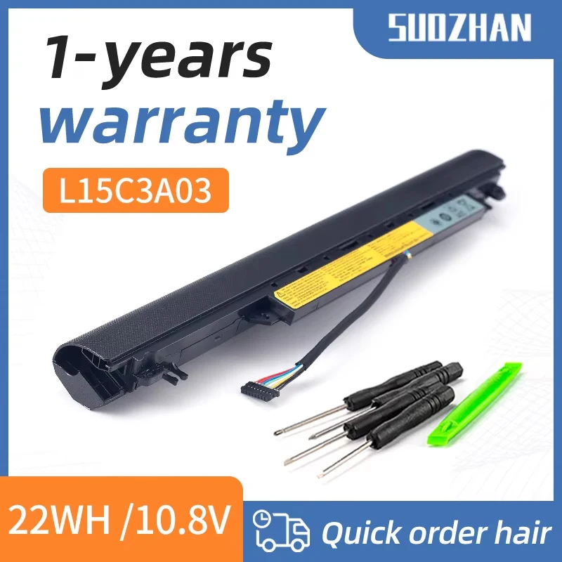 

SUOZHAN New L15L3A03 L15C3A03 Laptop Battery For Lenovo IdeaPad 110-14AST 110-14IBR 110-15ACL 110-15AST 110-15IBR 10.8V 2200mAh