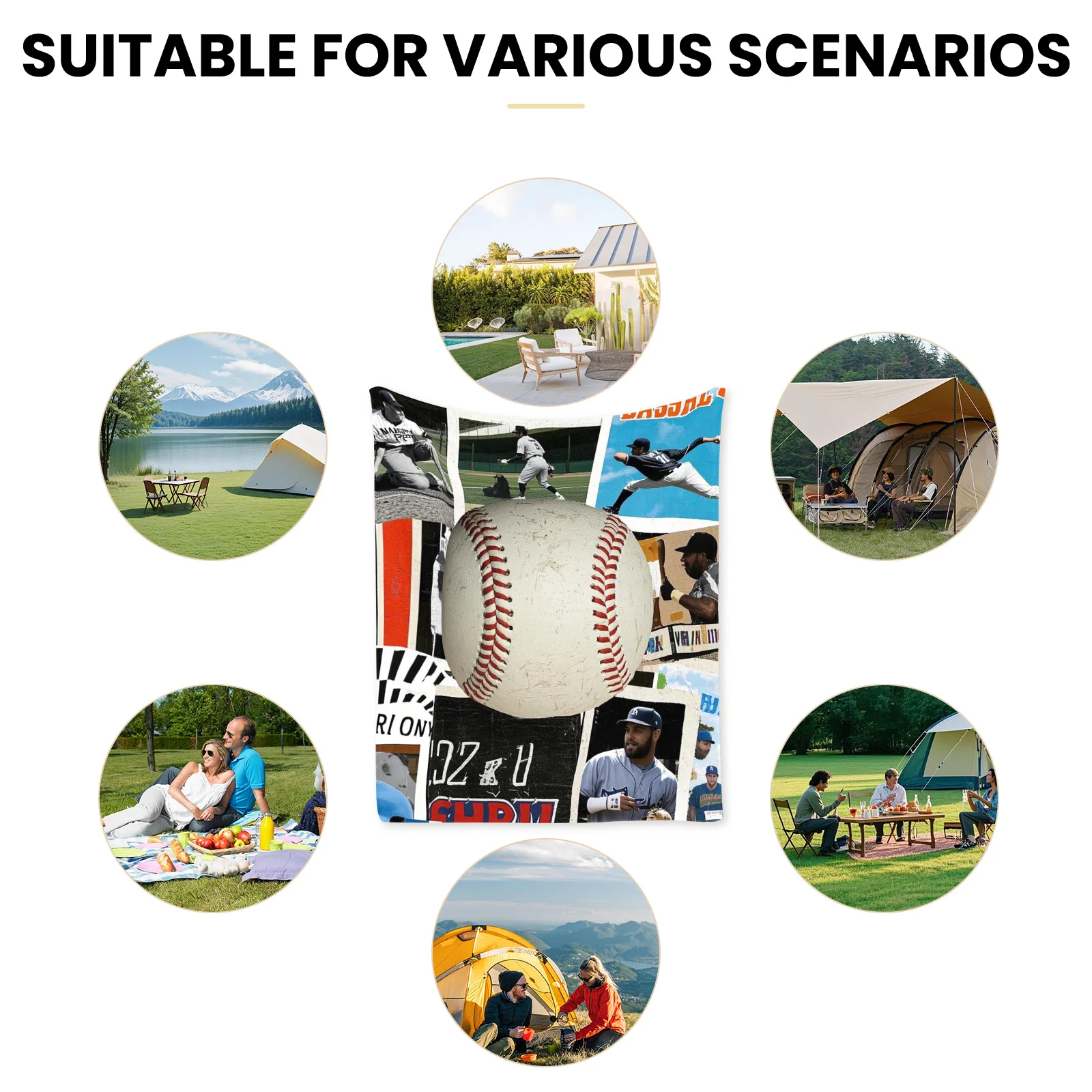 Baseball Player Collage Photo Design Outdoor Blanket For Camping Picnic And Nature Adventures With