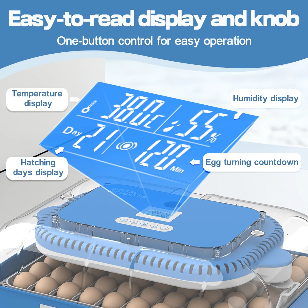 WONEGG Advanced 70 Incubator, CE Certified Auto Temp Humidity Control Home Egg Hatching Machine