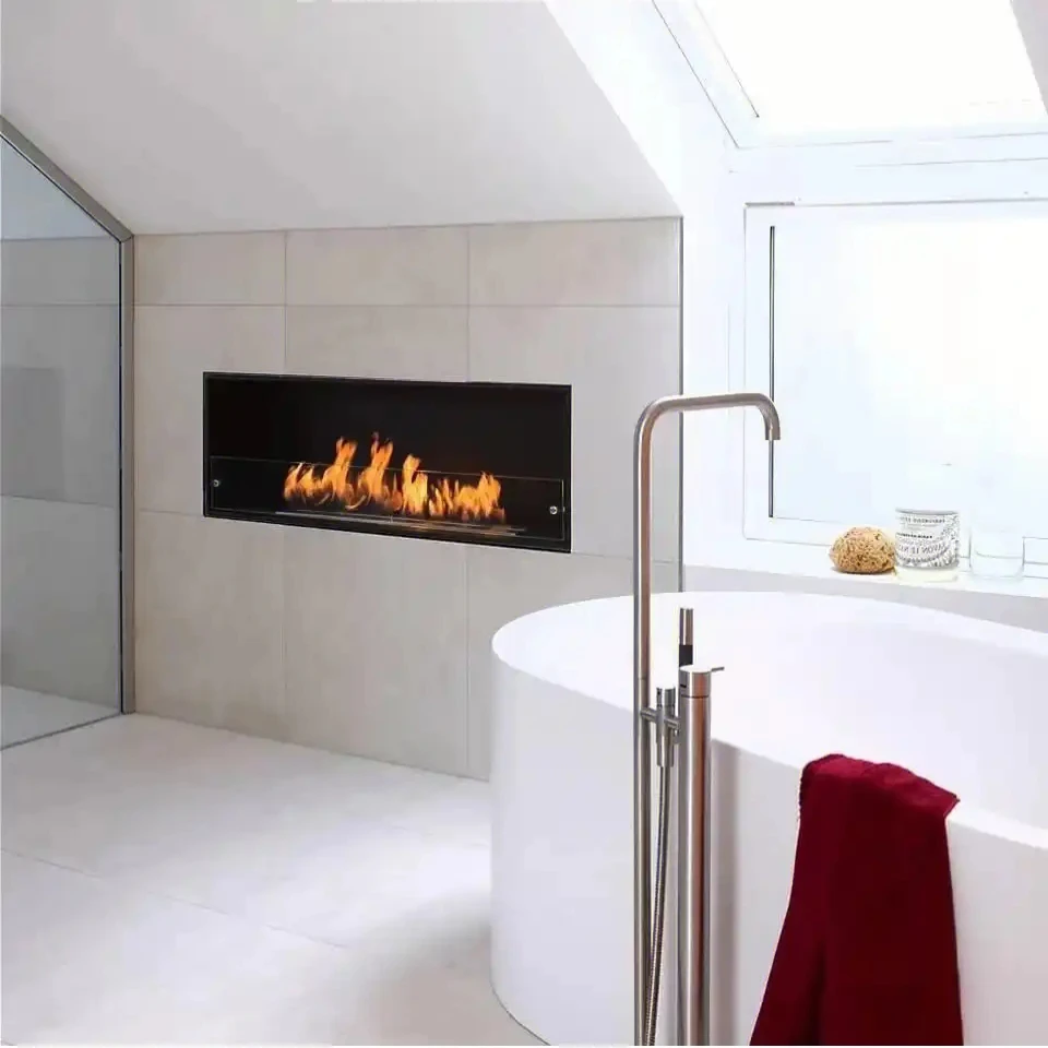 tuya wifi bioethanol burner bio kamin electric fireplace rectangular smart bio ethanol kamin