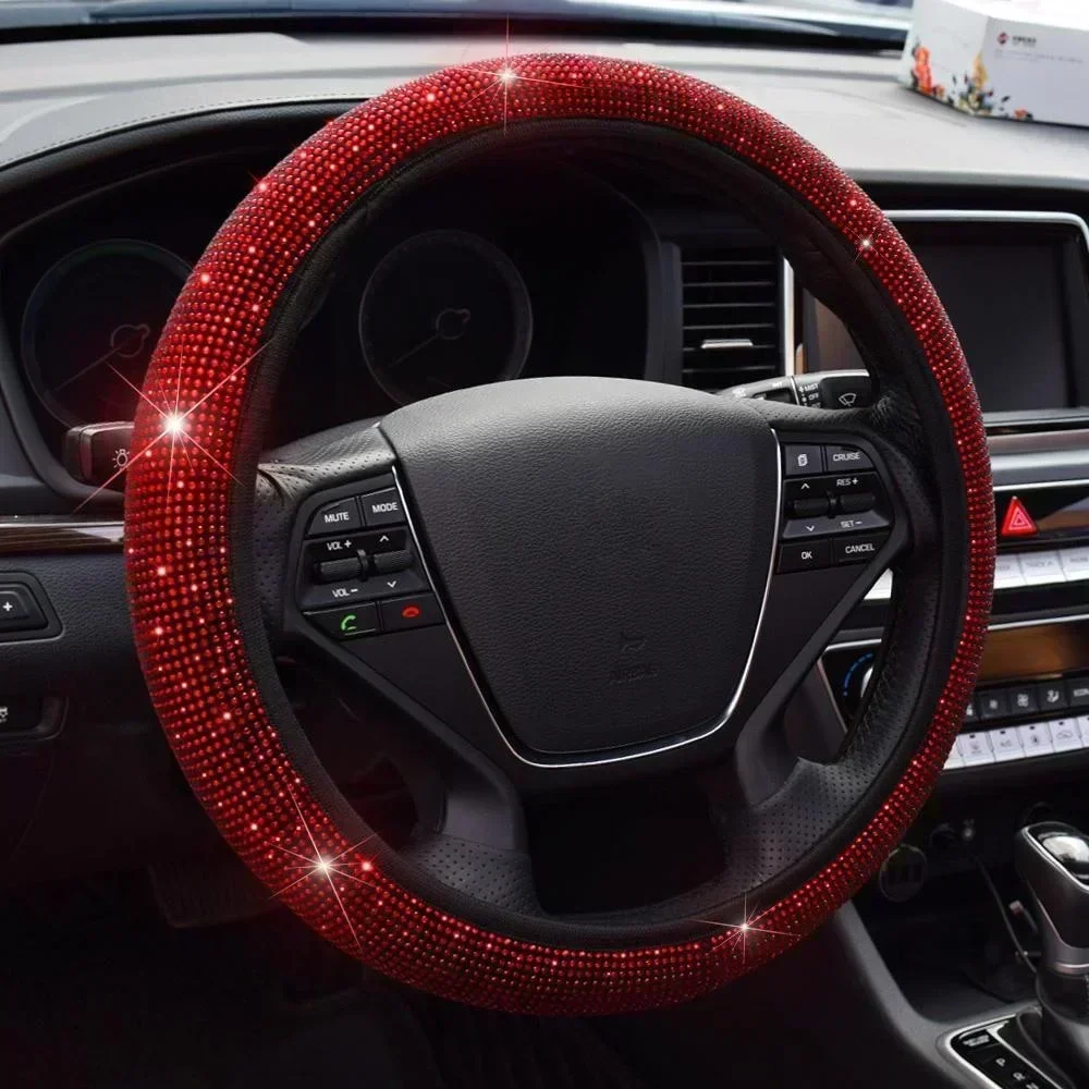 Bling Bling Diamond Rhinestones Crystal Car Steering Wheel Cover Auto Interior Decoration Accessories Car Protection Styling image 3