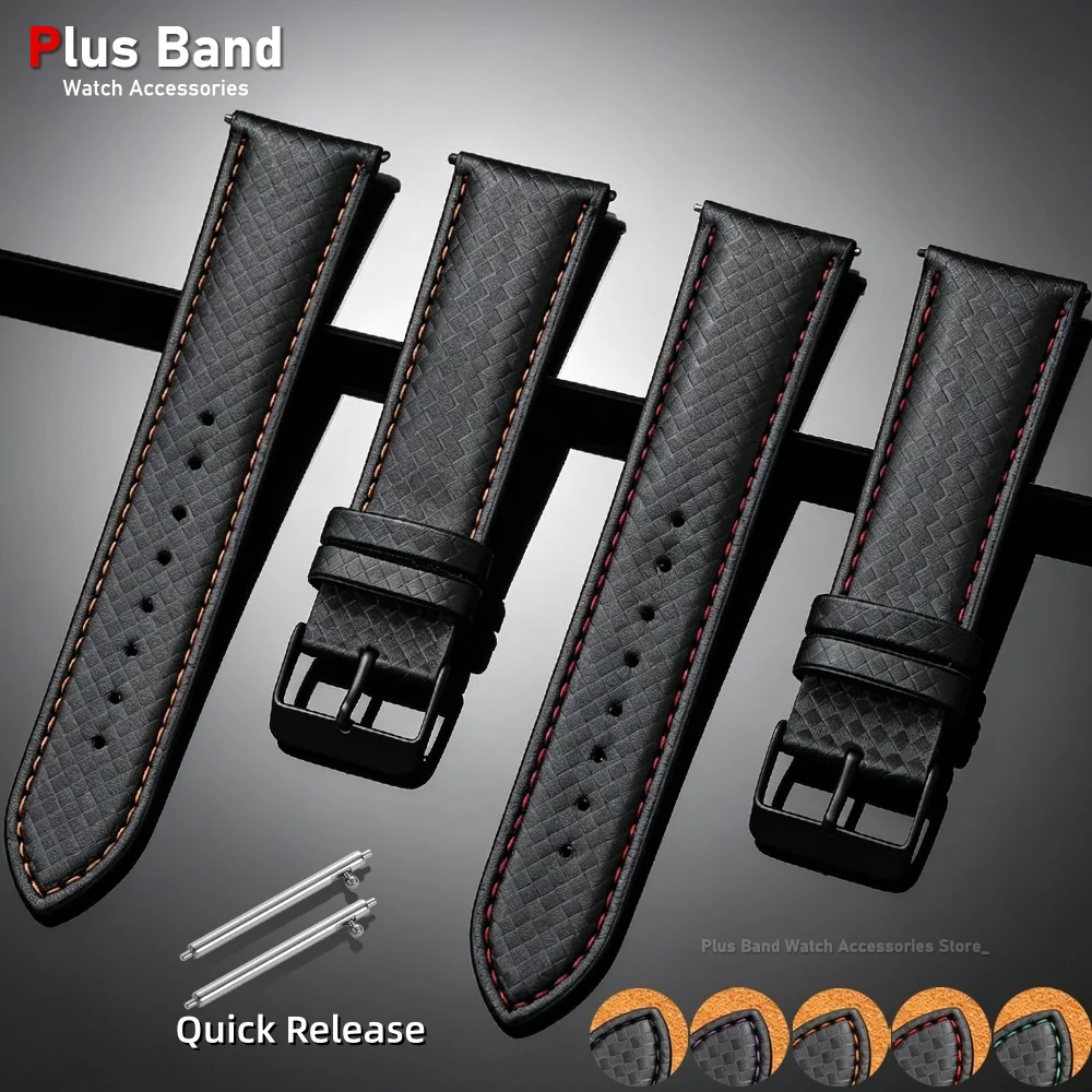 Carbon Fiber Straps 20mm 22mm Quick Release Watchband for Samsung for Huawei Replacement Bracelet Quick Release Stitching Belt