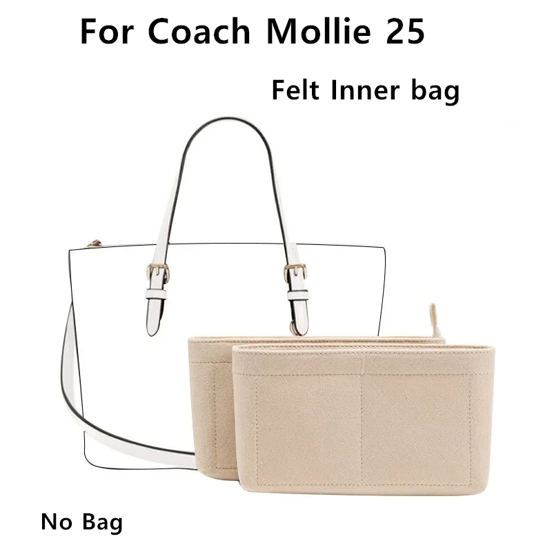 

Felt Bag Organizer Upgrade Accessory For Coach Mollie 25 Handbag Improve Space Fixed Shape Inner Liner Pocket Modification Part