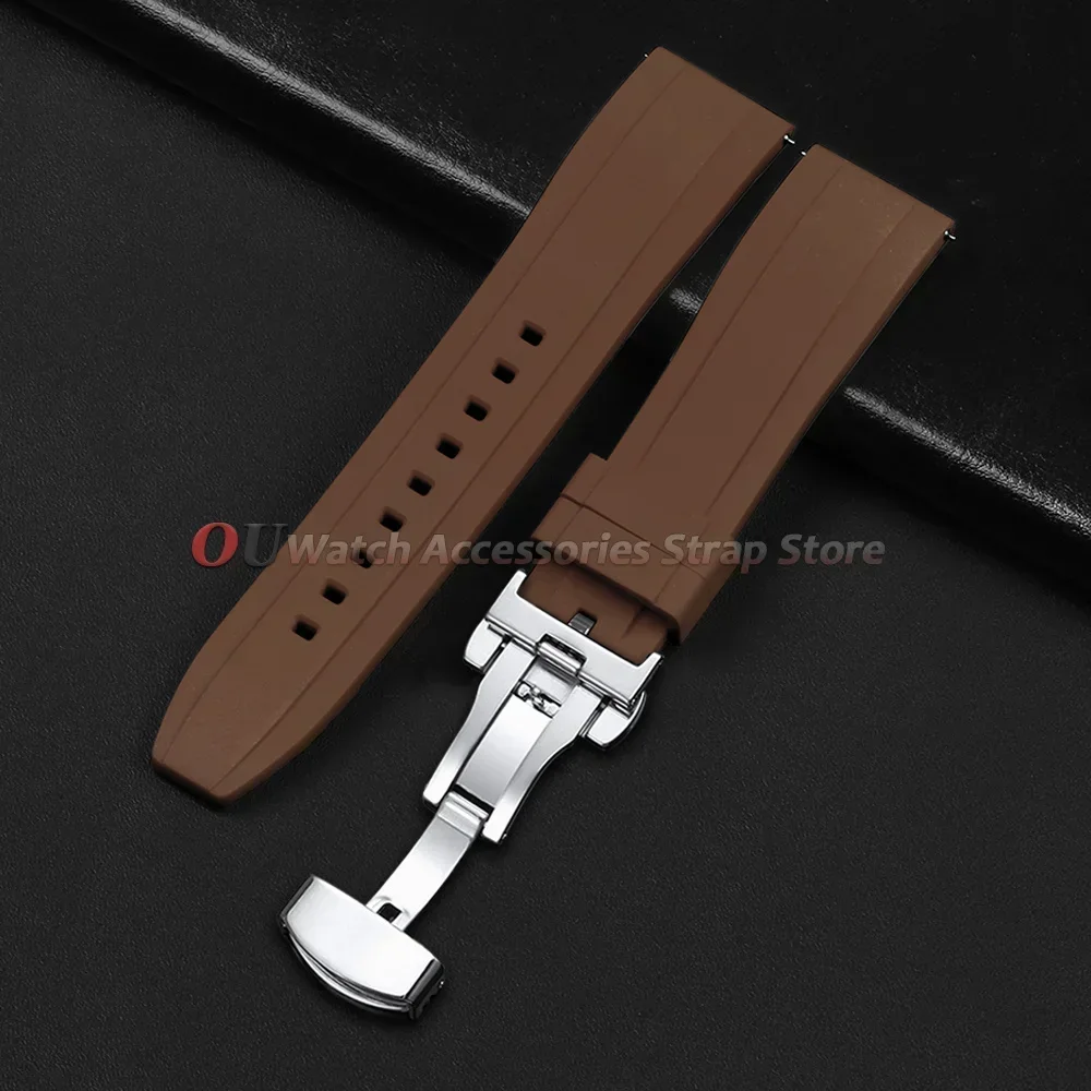 Silikon-Uhrenarmband 20mm 22mm für Seiko für Rolex für Omega Schnellverschluss-Uhrenarmband Schmetterlingsverschluss Gummi Damen Herren Armbänder – Detail 17