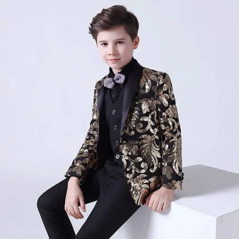 

Mini Halloween Men's Children's Suit Suit Formal Dress Handsome British Three Piece Set Small Host Costume Performance Costume