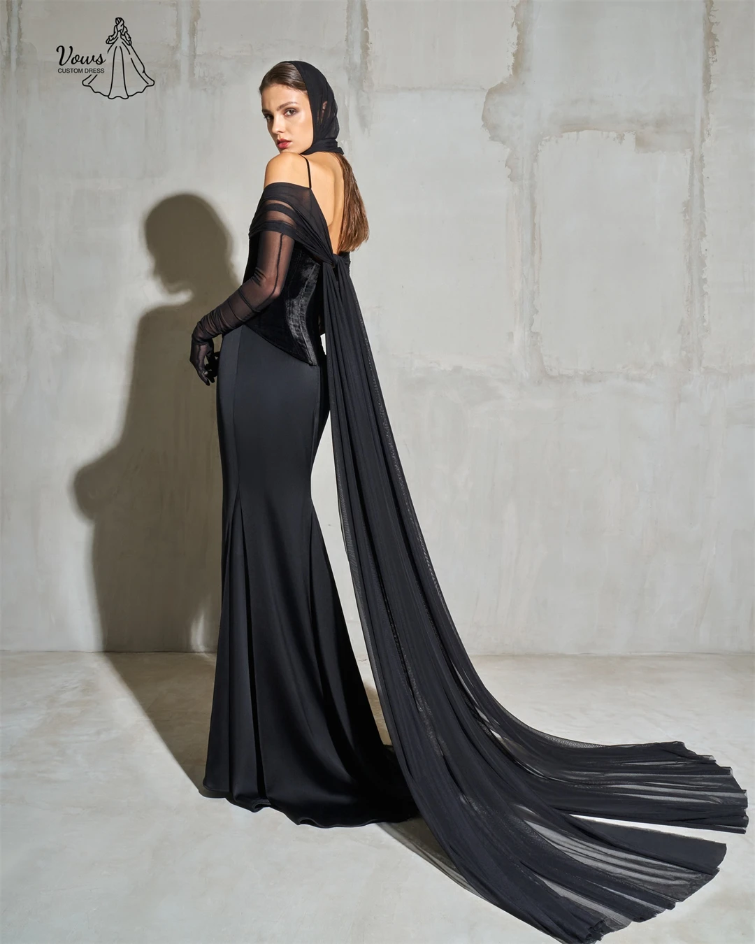 Vows dentelle Robe de bal Robe noir robes de soirée femme robes de soirée élégantes 2025 sur mesure queue de poisson Robe de soirée bal de mariage