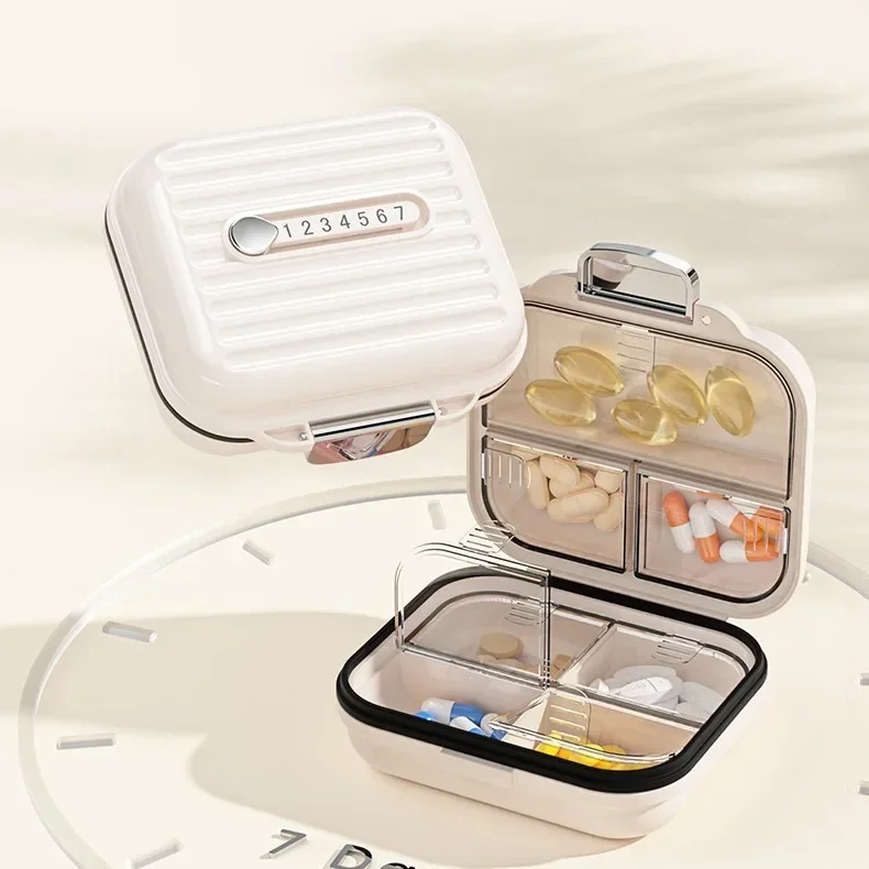 

Portable medicine box sub-packing box, portable small grid pill jewelry storage sealed box