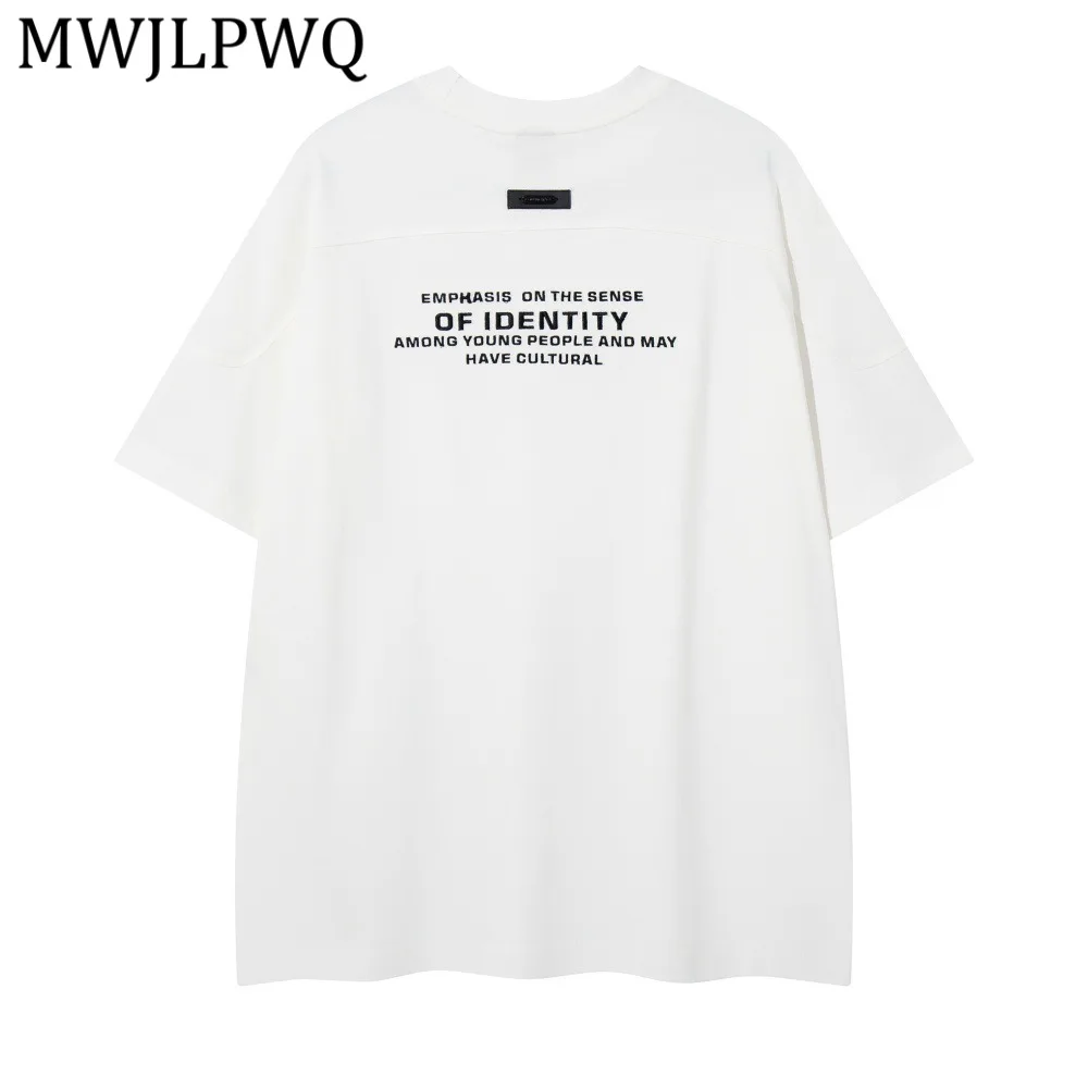 

MWJLPWQ Мужская повседневная футболка с коротким рукавом и вышивкой, летняя, свободного кроя, в американском уличном стиле, хлопковая, 14384