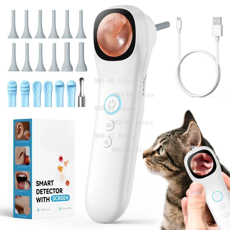 WiFi Electric Ear Canal Endoscope with Pet Earmuffs, Suitable for Cats and Small Animals