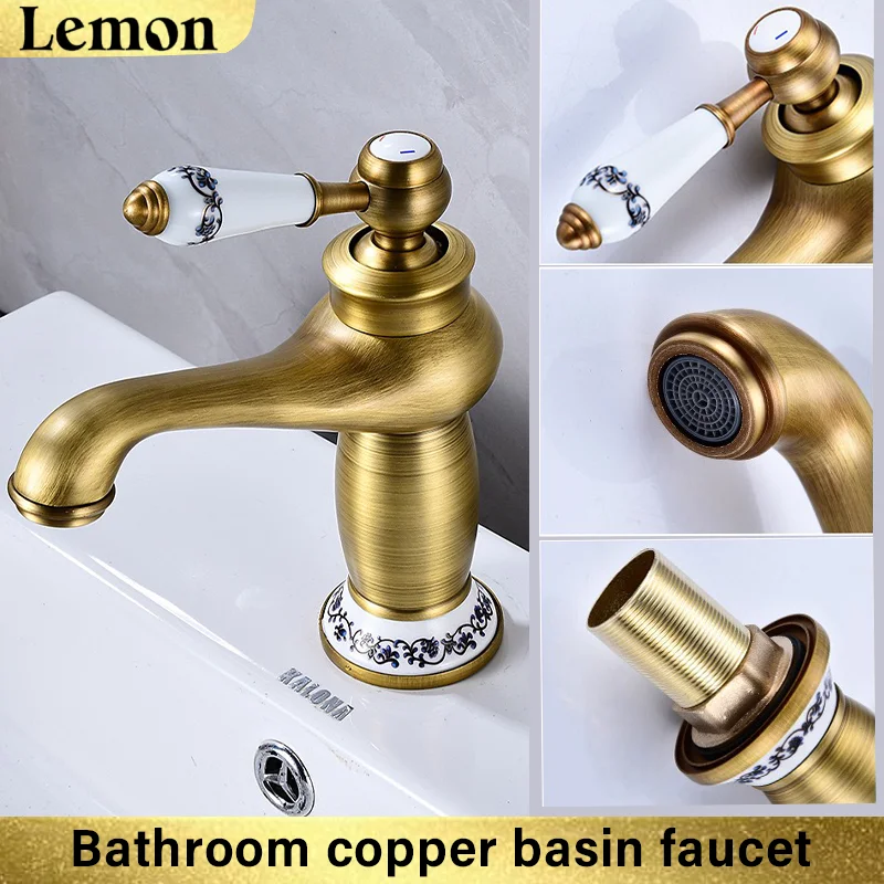 

Bathroom all-copper basin faucet, brushed process, no rust and no fading, brass material, environmentally friendly and healthy