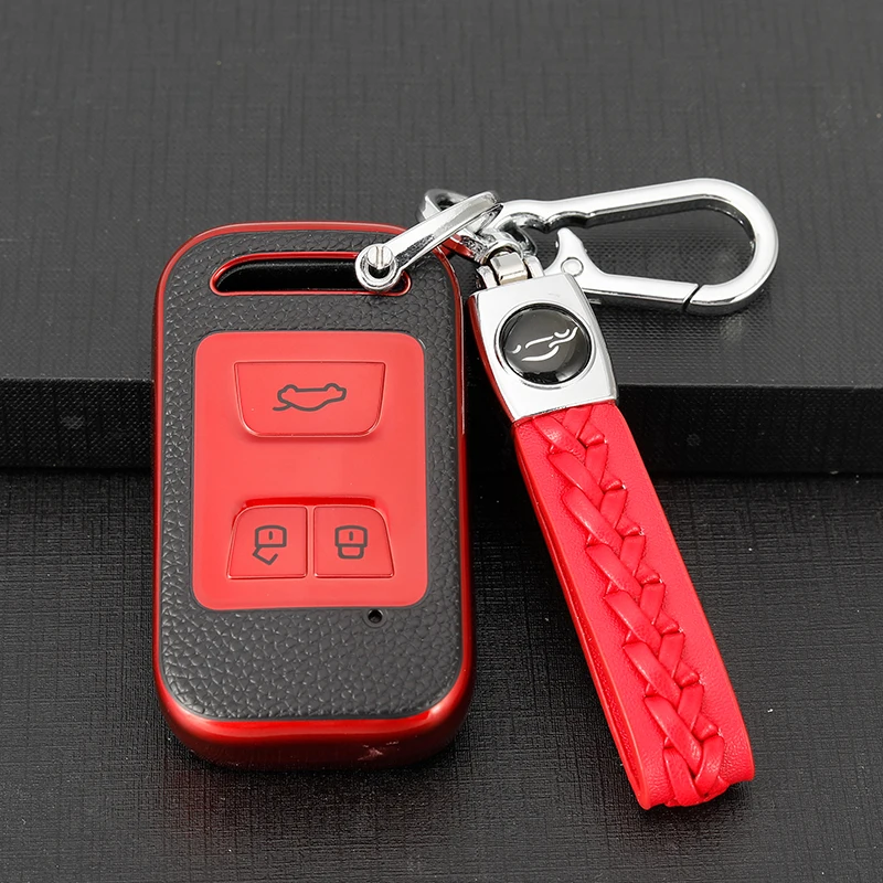 Leather TPU Car Smart Key Case Cover for Chery Arrizo Tiggo 3 5X 4 8 Glx 7 2019 2020 Shell Bag Protector Keychain Accessories