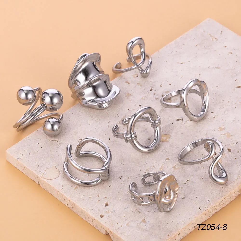 CARLIDANA Stainless Steel Silver Color Open Irregular Circle Finger Rings Titanium Steel Personalized Geometric Open Ring Women