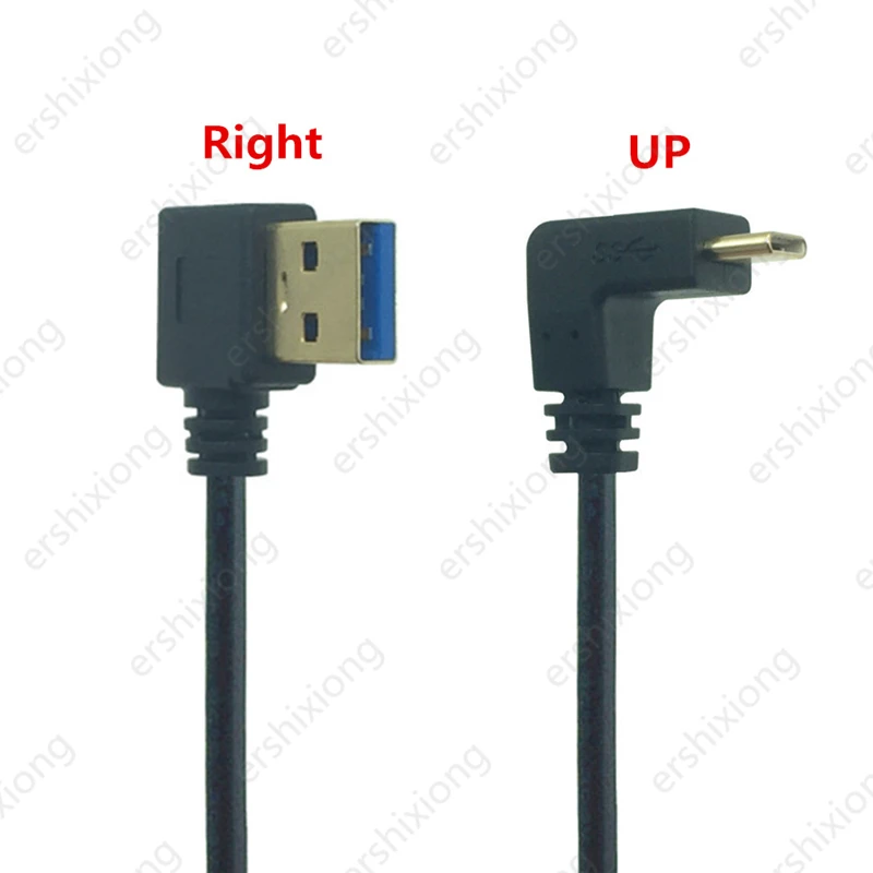 90 Degree USB C Cable USB 3.0 A to USB Type C Left / Right Angle Data Sync & Charge Cord USB-C Converter Adapter double angled