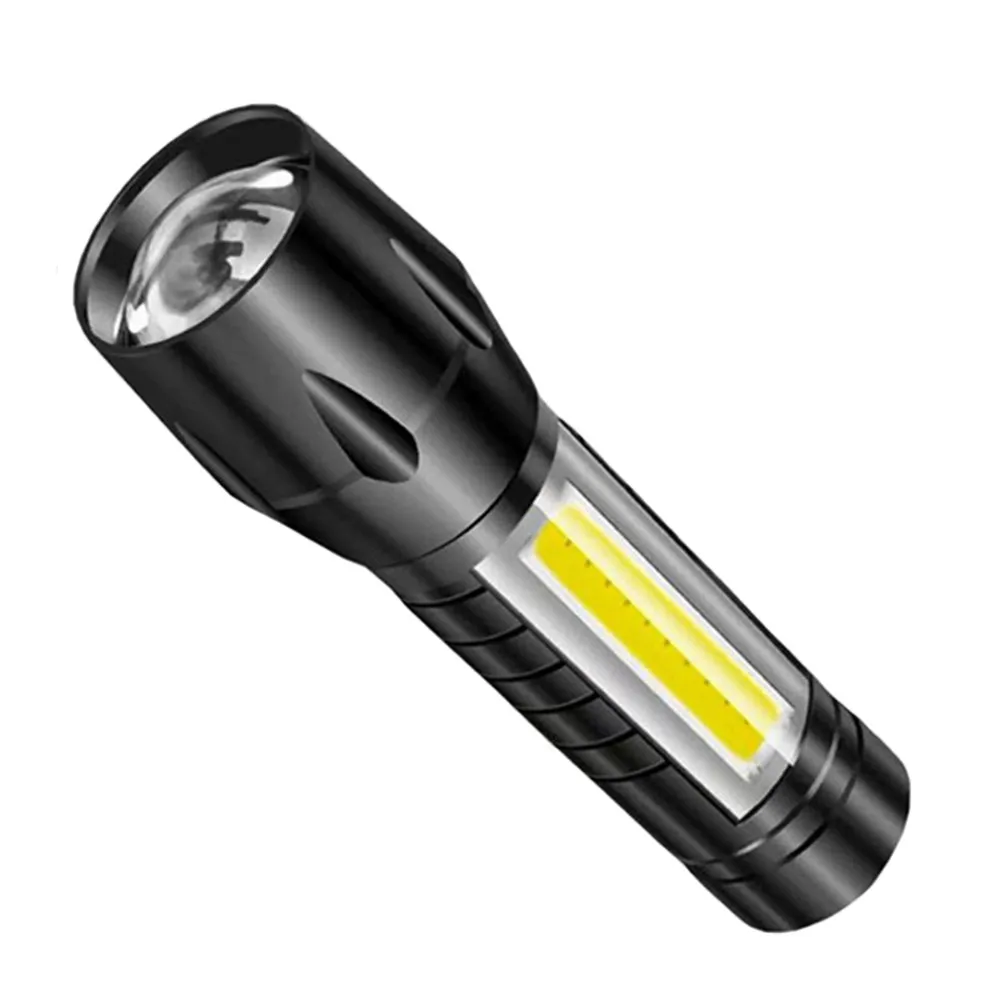 1Pcs Bright Rechargeable Zoom Flashlight LED Torch Adjustable Focus Portable Lightweight Cob Outdoor Camping Hiking Emergency