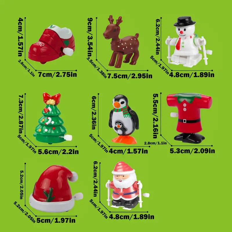 Małe zabawki świąteczne 8X Windup Christmas Walking Toy Świąteczne małe zabawki Party dobrodziejstw Różne ręcznie mechaniczne zabawki dla klas